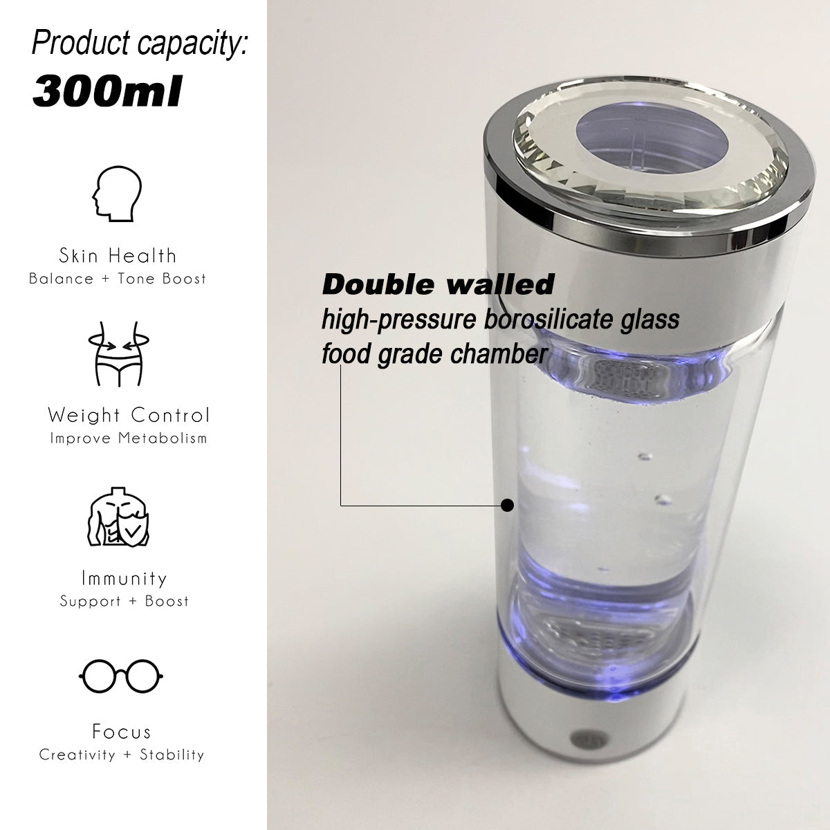Drinkware: 300ml H2 Hydrogen Water Bottle Alkaline Ionizer High compatibility AU