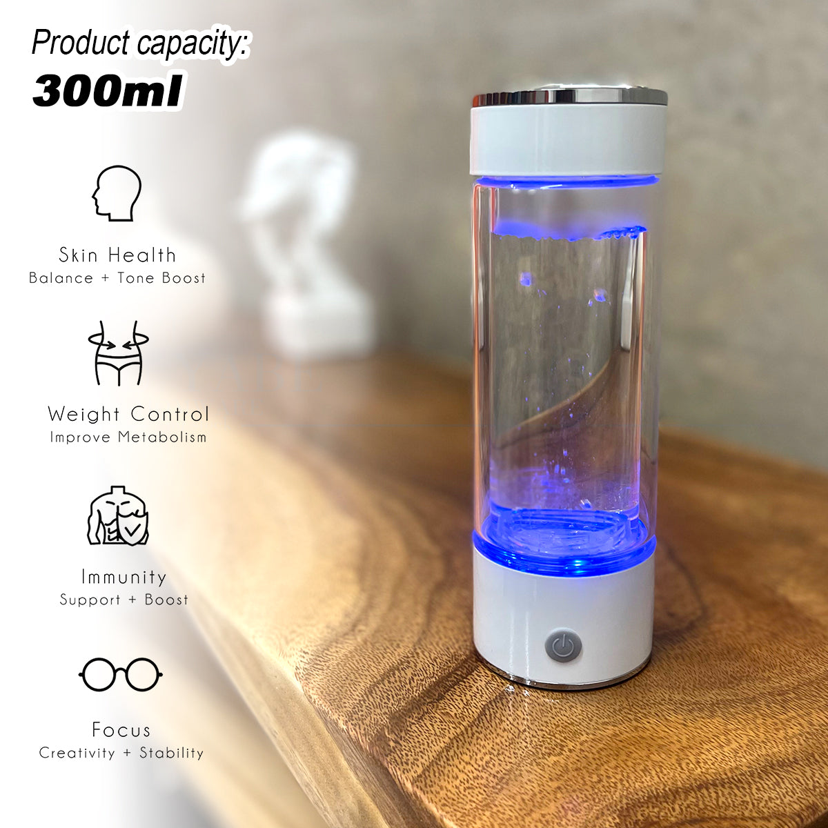 Drinkware: 300ml H2 Hydrogen Water Bottle Alkaline Ionizer High compatibility AU