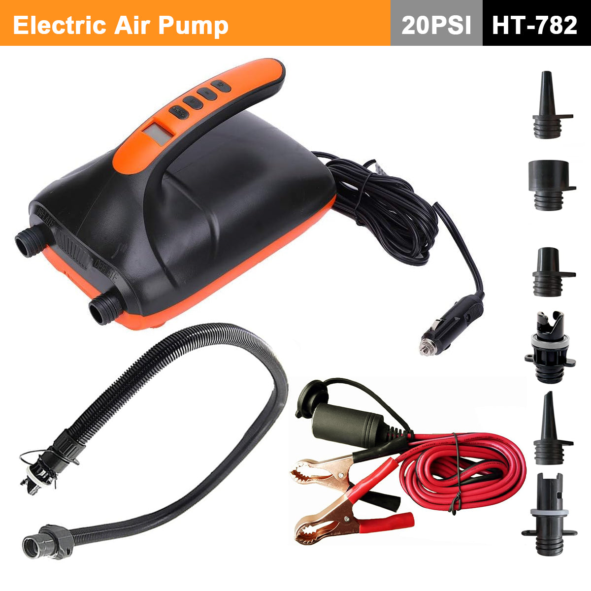 Air Pumps: Electric 20PSI HT-782 High Pressure SUP Electric Air Pump 12V DC Paddle Board