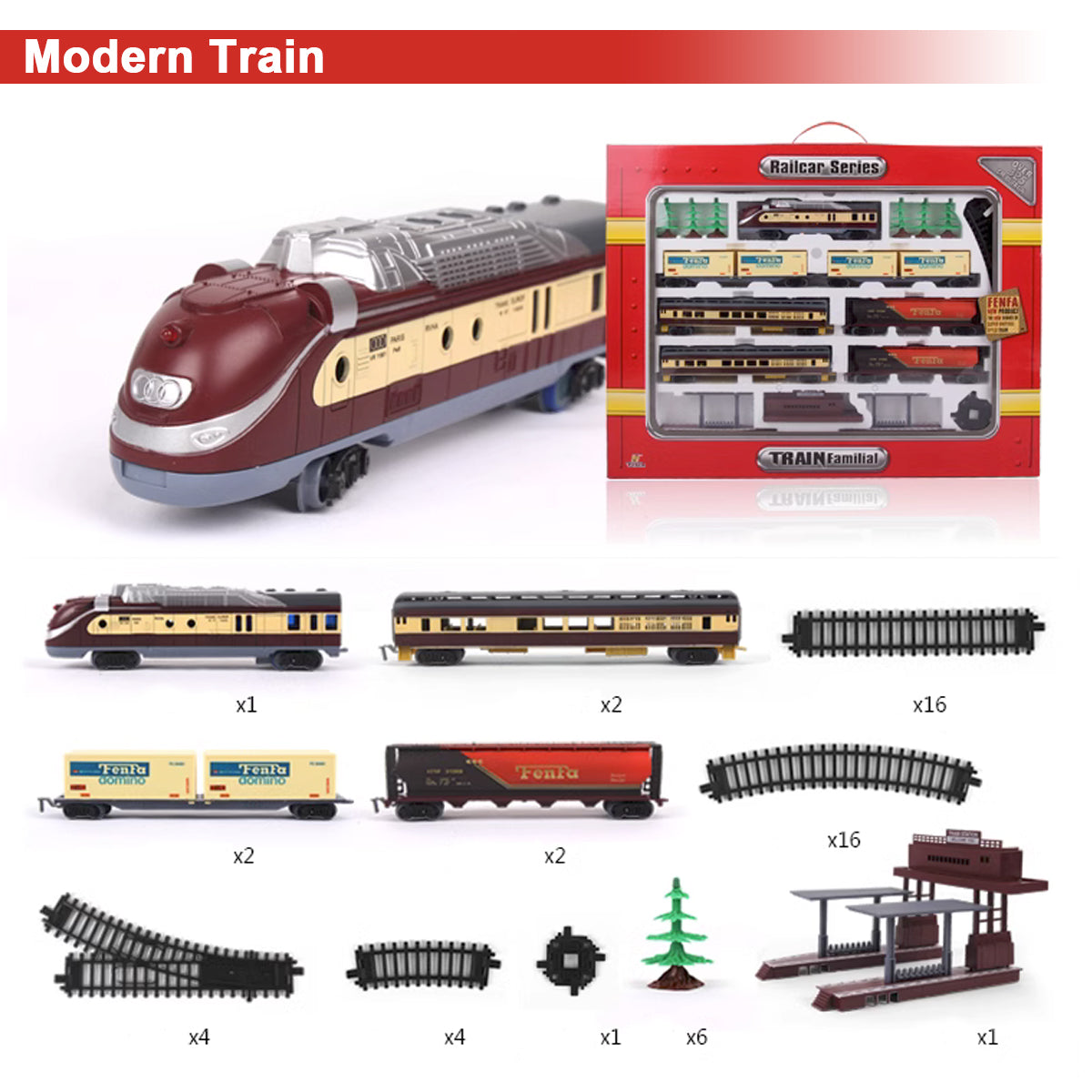 Activity Toys: Electric Modern Toy Train Set Vehicle Rail Track Carriages With sound and lighting Kids