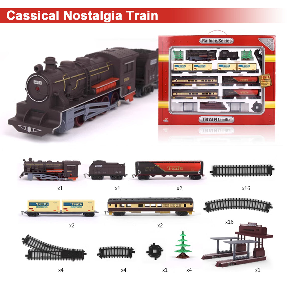 Activity Toys: Electric Classic Toy Train Set Vehicle Rail Track Carriages Kids