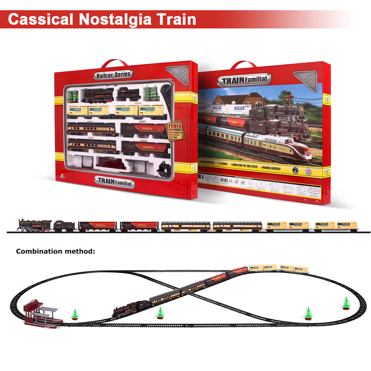 Activity Toys: Electric Classic Toy Train Set Vehicle Rail Track Carriages Kids