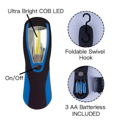 Camping Lights & Lanterns: 300 Lumens Ultra Bright Work Light with COB LED Technology-Black/Navy - Navy