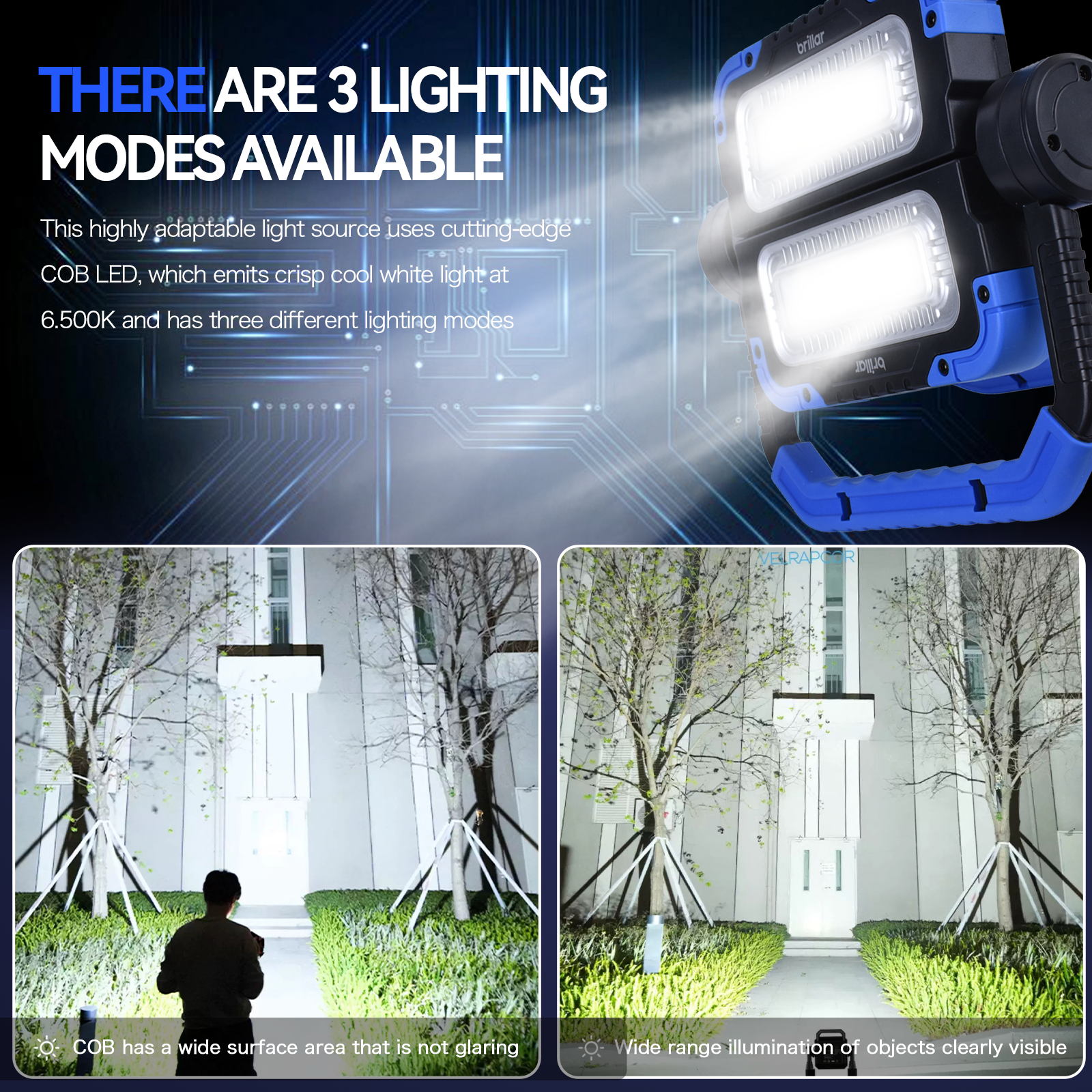 Camping Lights & Lanterns: Brillar 600 Lumen Versatile 360° Rotating COB LED Work Lamp