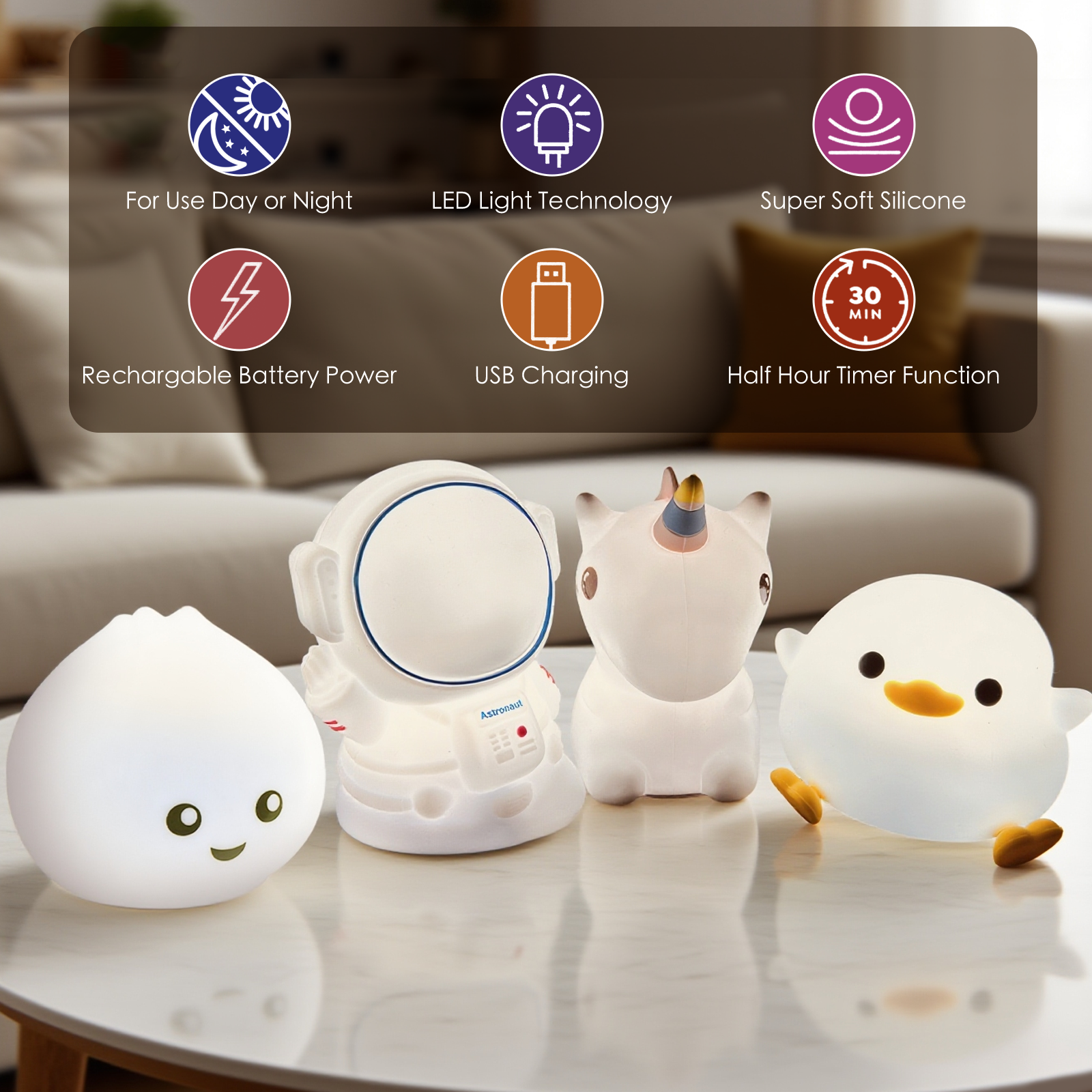 Night Lights & Ambient Lighting: Squishy Uniconrn Night Light