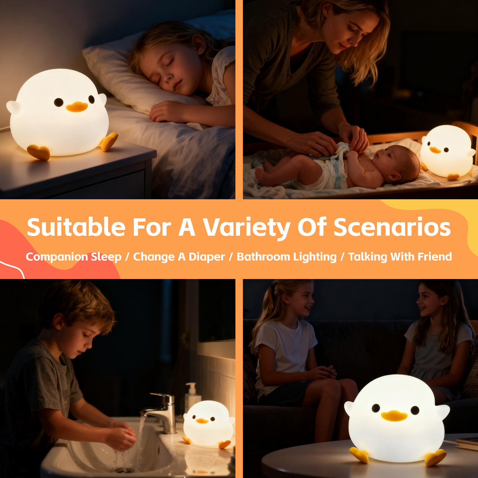 Night Lights & Ambient Lighting: Squishy Cute Duck Night Light