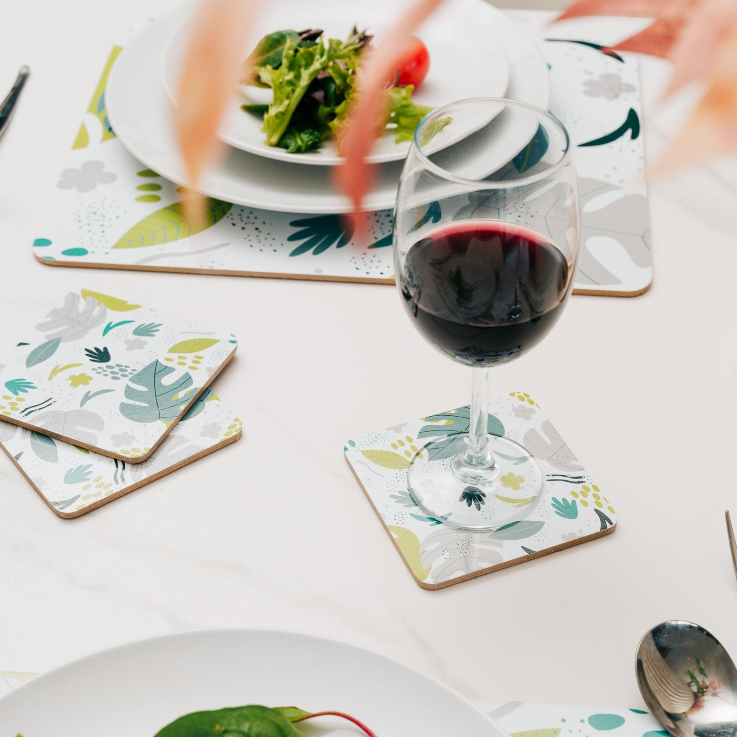 Table Linen & Kitchen Towels: Clevinger Set of 4 MDF Coasters Monstera