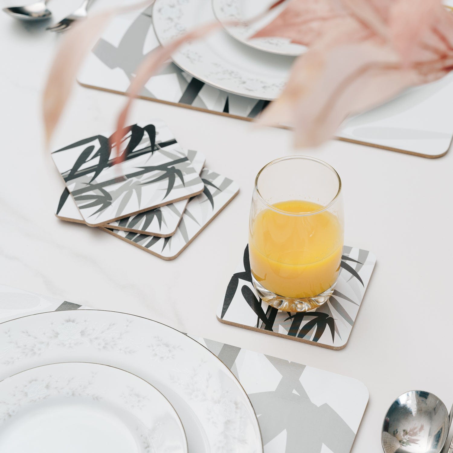 Table Linen & Kitchen Towels: Clevinger Set of 4 MDF Coasters Bamboo