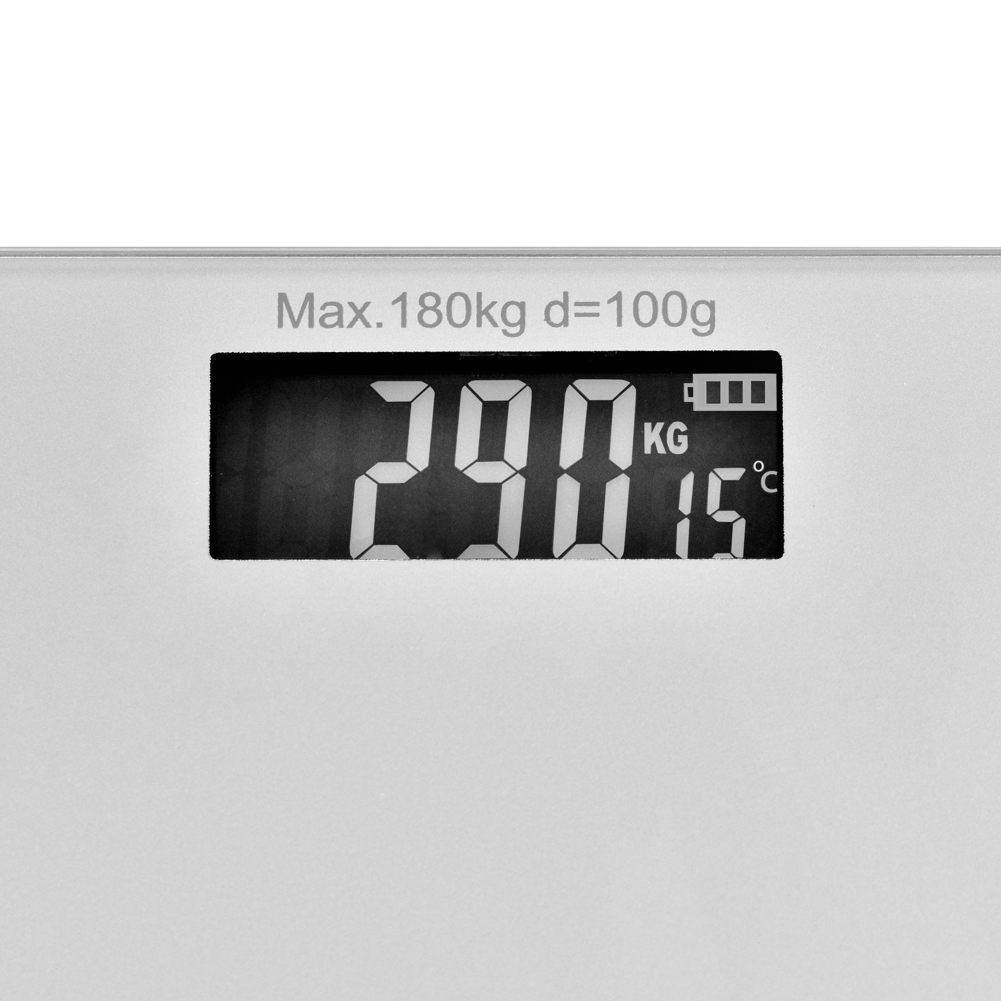 Bathroom Scales: Clevinger Silver Digital Glass Bathroom Scale Max Capacity 180KG