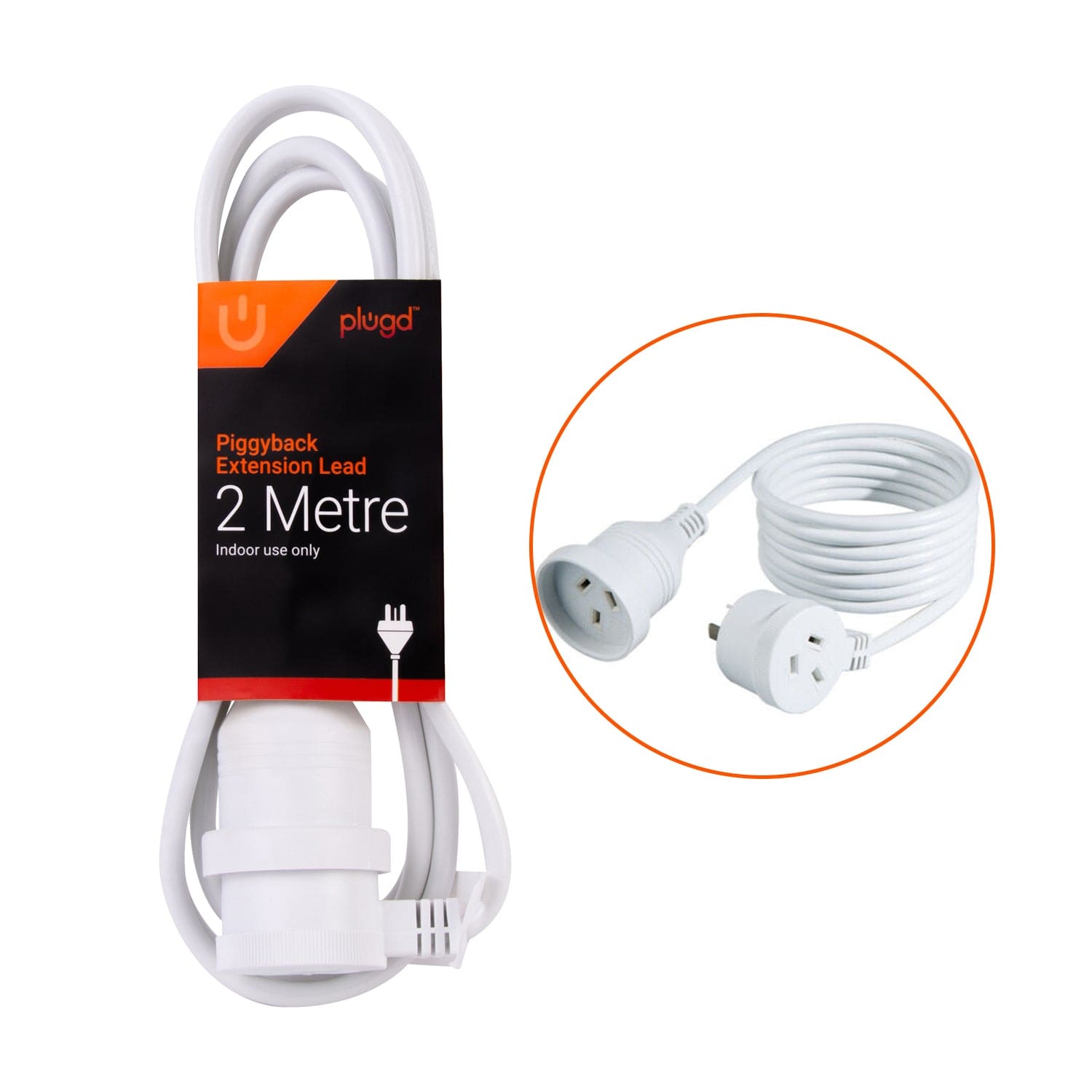 Powerboards & Adapters: 2 Meters Piggyback Extension Power Outlets Lead
