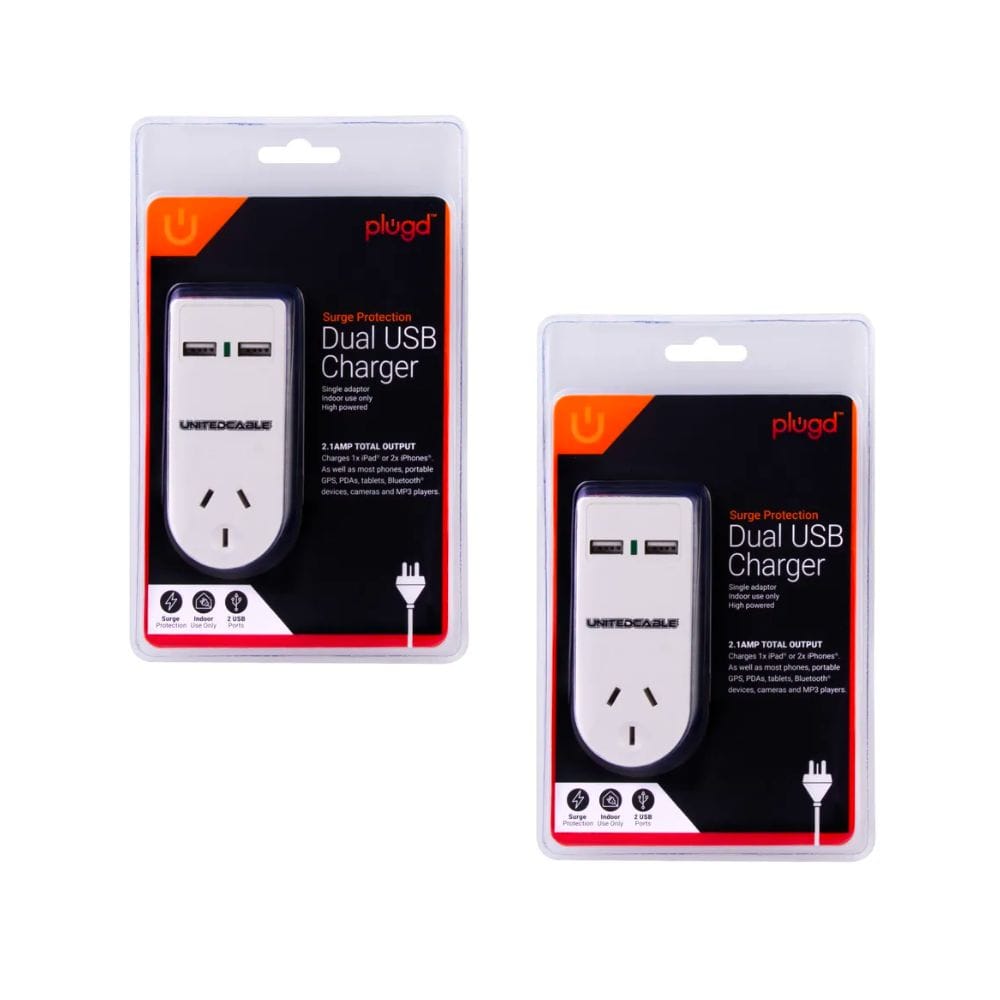 Automotive Repair & Speciality Tools: 2 x 2400W High Powered Dual USB Charger Adaptor With Surge Protection