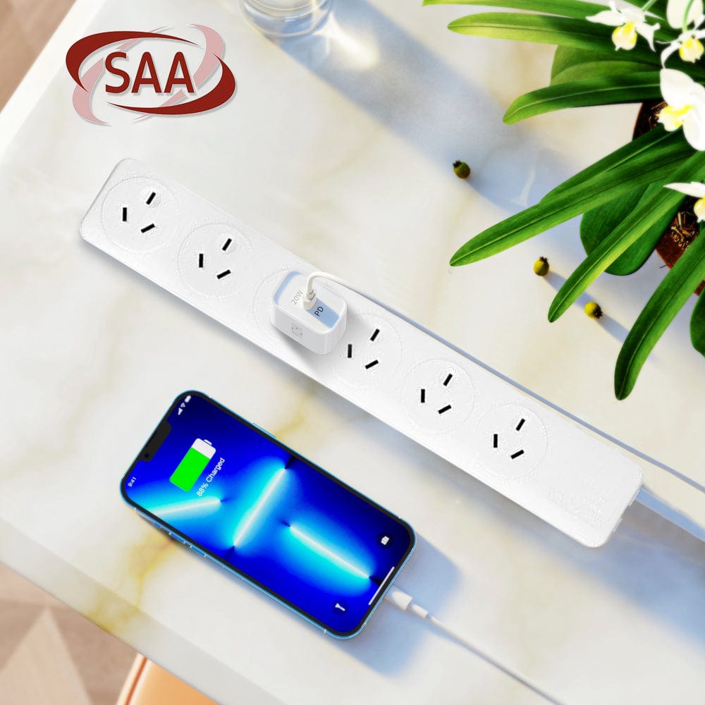 Computer Cables & Adapters: 6 Outlet Power Board With Overload Protection 1M Lead Cable