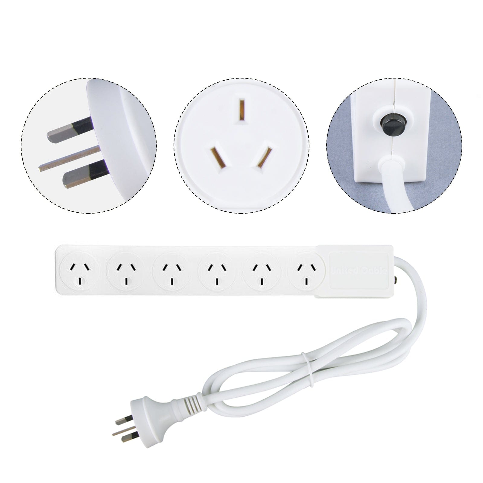 Computer Cables & Adapters: 6 Outlet Power Board With Overload Protection 1M Lead Cable