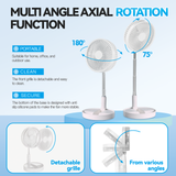 Portable Fans: Folding Telescopic 4.5W Portable Height/Tilt Adjustable Rechargeable Cordless Fan