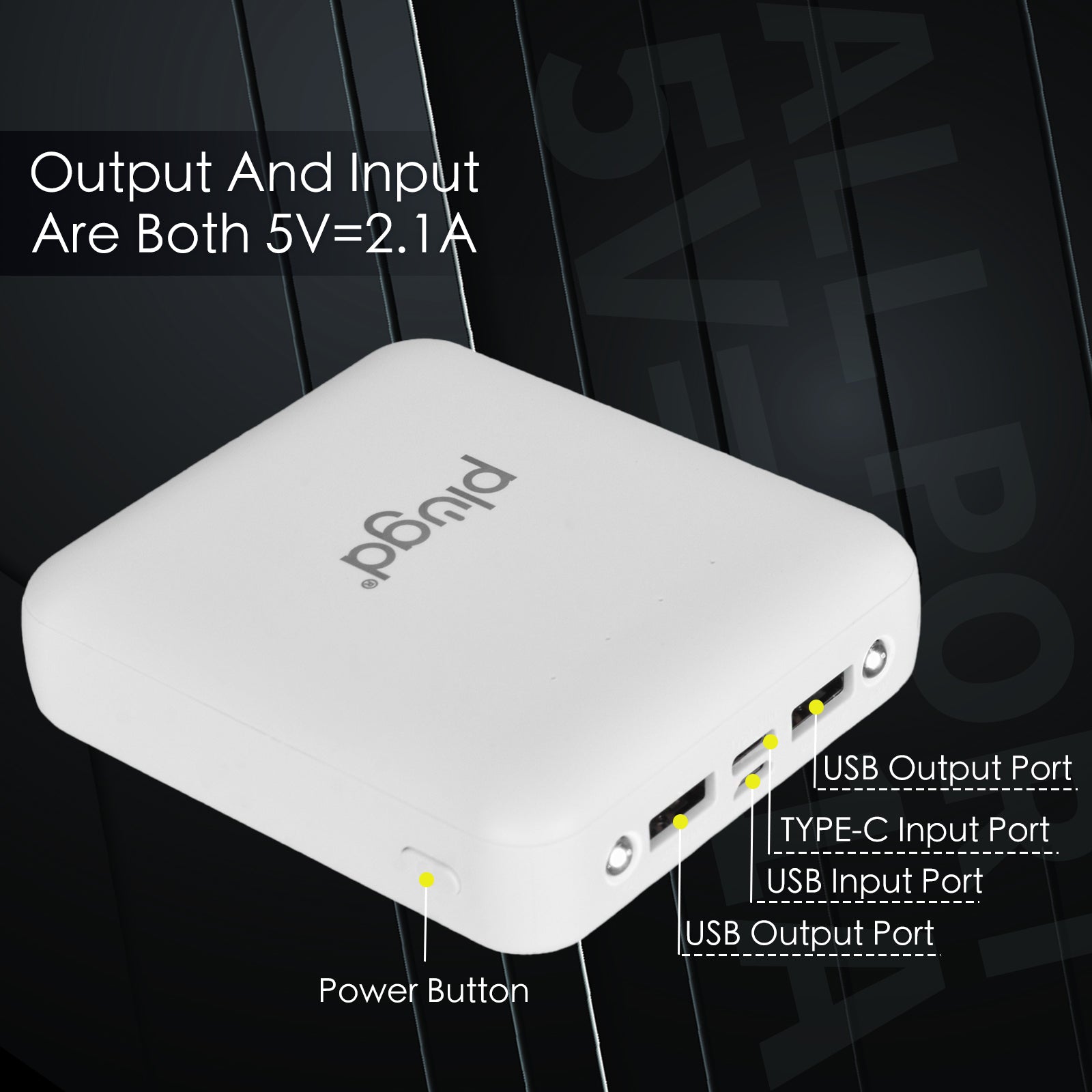 Power Banks & Chargers: 5000mAh Fast Charge Power Bank with 4 Built-in Cables and LED Lights