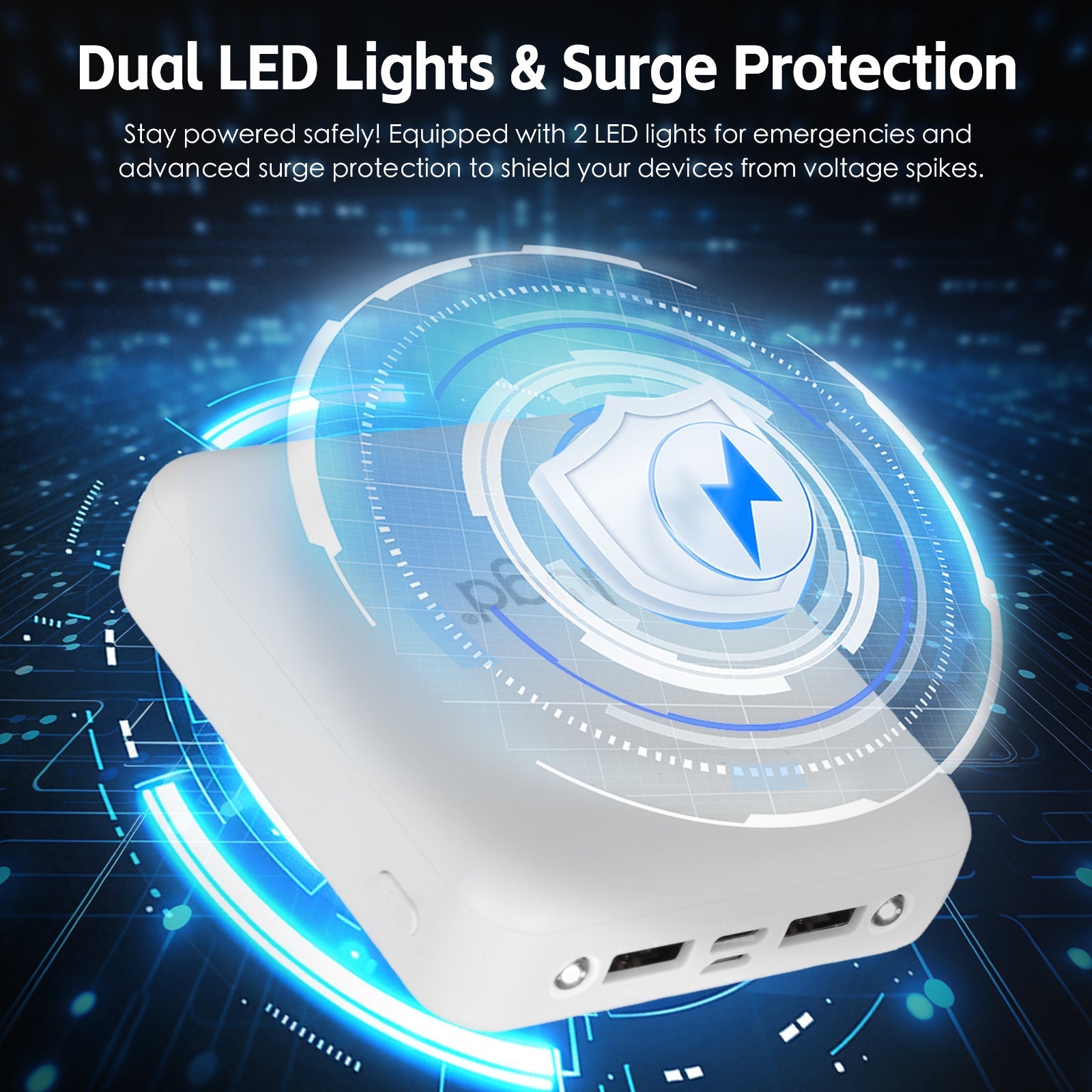 Power Banks & Chargers: 5000mAh Fast Charge Power Bank with 4 Built-in Cables and LED Lights