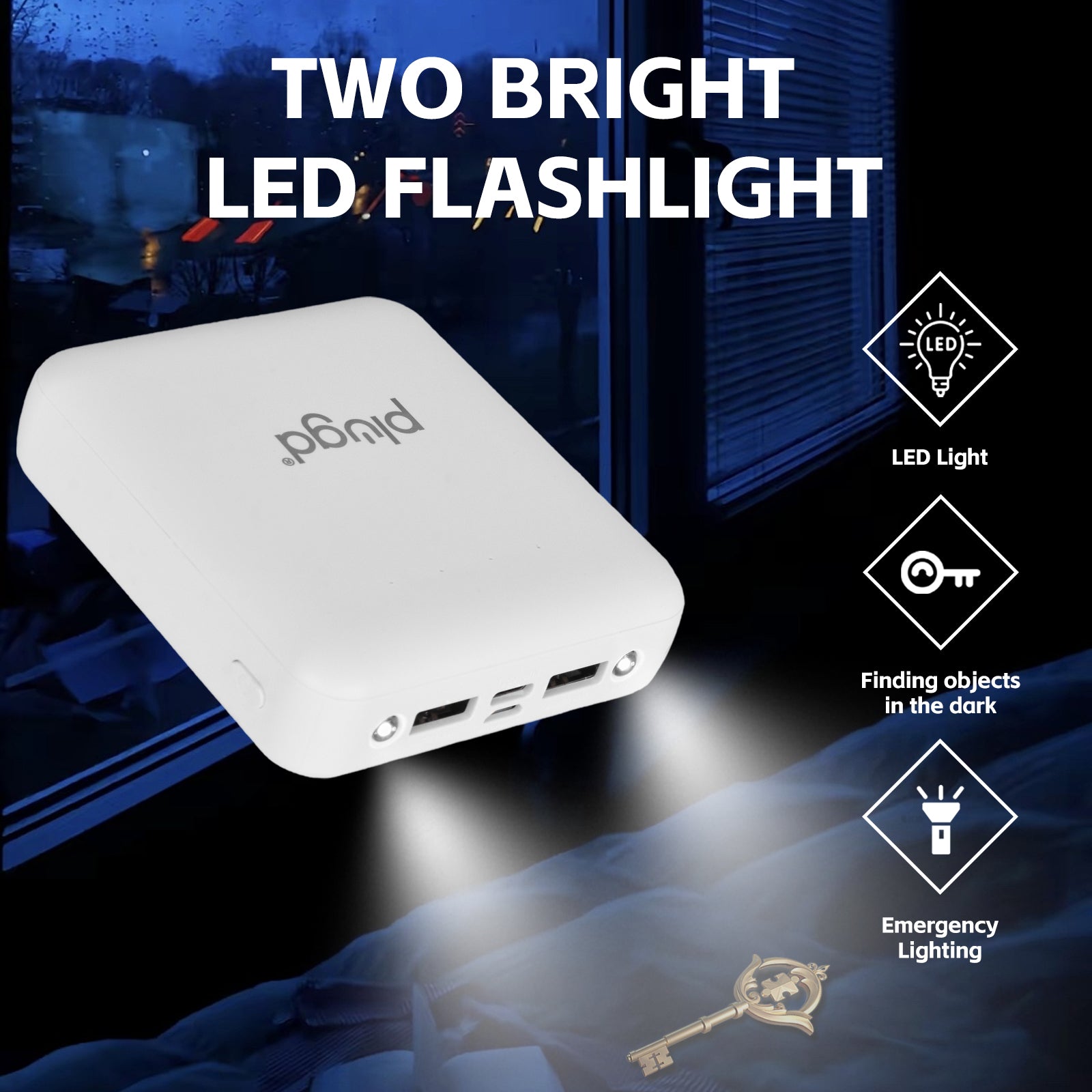 Power Banks & Chargers: 5000mAh Fast Charge Power Bank with 4 Built-in Cables and LED Lights