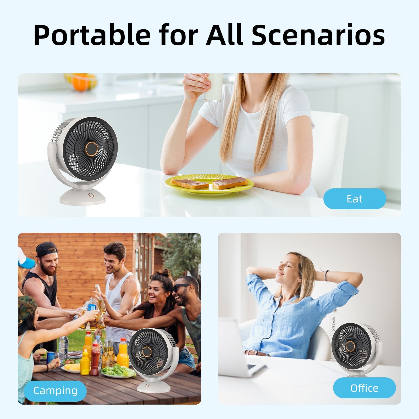 Portable Fans: 2000mAh RECHARGEABLE FAN