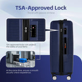 28" Digital Weighing Scale and USB Charging Port Lightweight Luggage Suitcase Blue