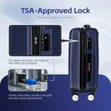 20" Digital Weighing Scale and USB Charging Port Lightweight Carry-on Luggage Suitcase Blue