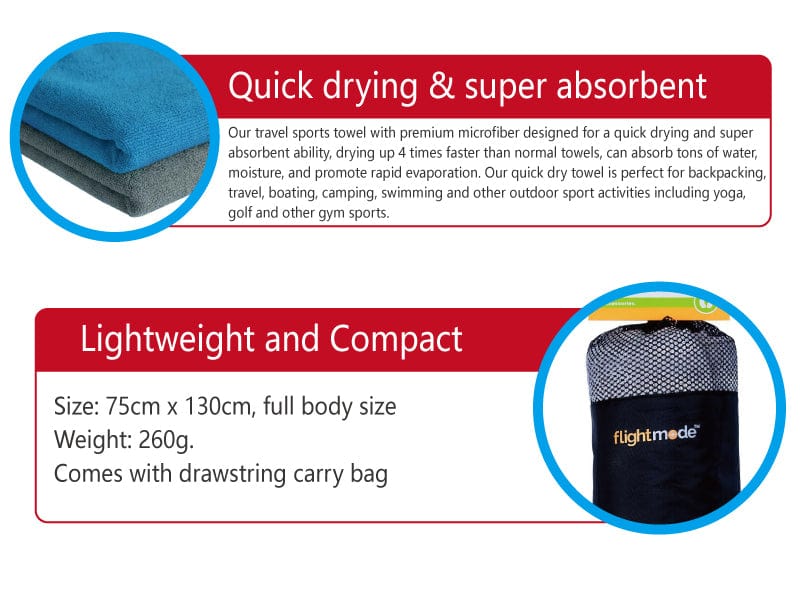 Bath Towels & Robes: MicroFibre Travel Towel Grey