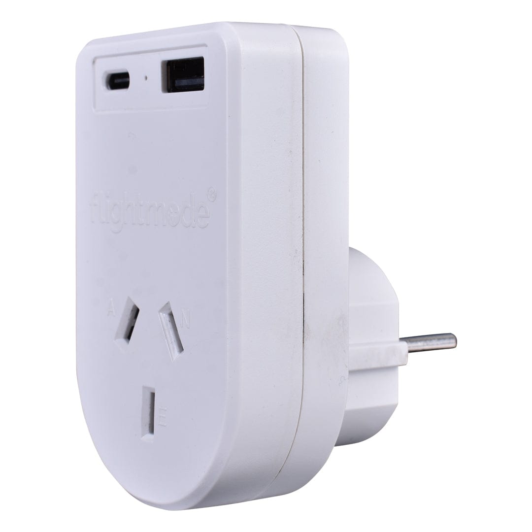 Powerboards & Adapters: Flightmode Outbound AU/NZ to EUROPE/BALI Travel Adaptor with USB Type C & A