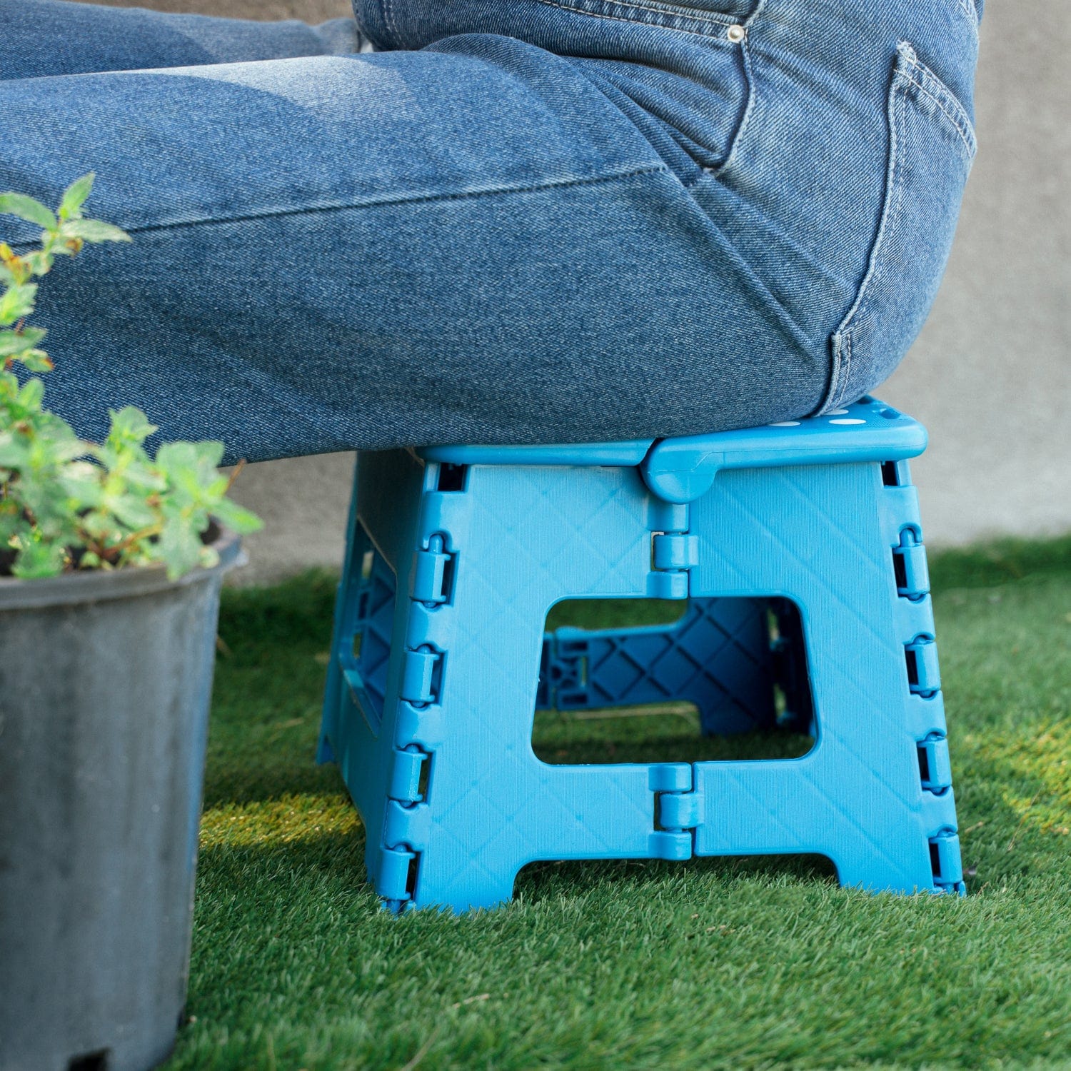 Camp Furniture: Plastic Folding Stool Portable Chair Outdoor Camping Blue