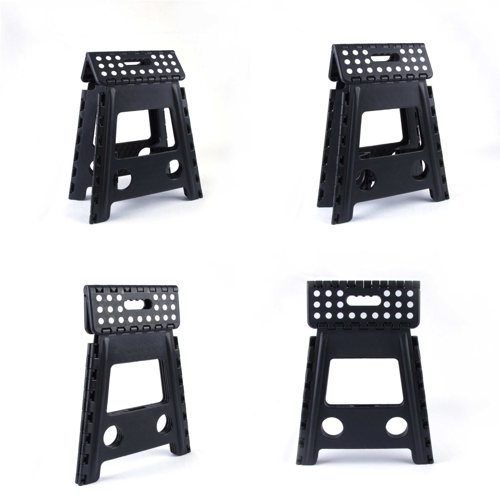 Camp Furniture: Large Plastic Folding Stool Portable Chair Store Flat Easy Carry Outdoor Camping Black