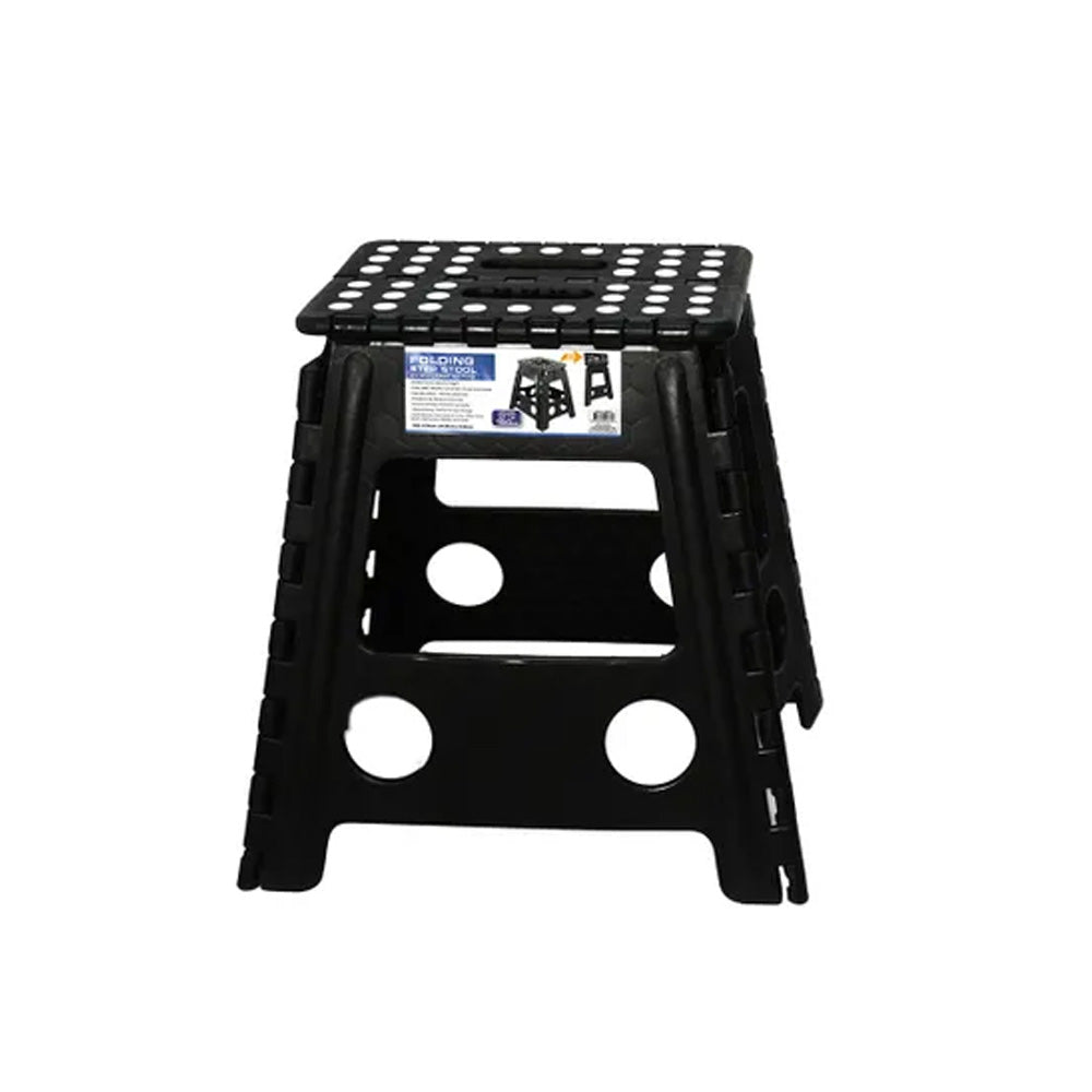 Camp Furniture: Large Plastic Folding Stool Portable Chair Store Flat Easy Carry Outdoor Camping Black