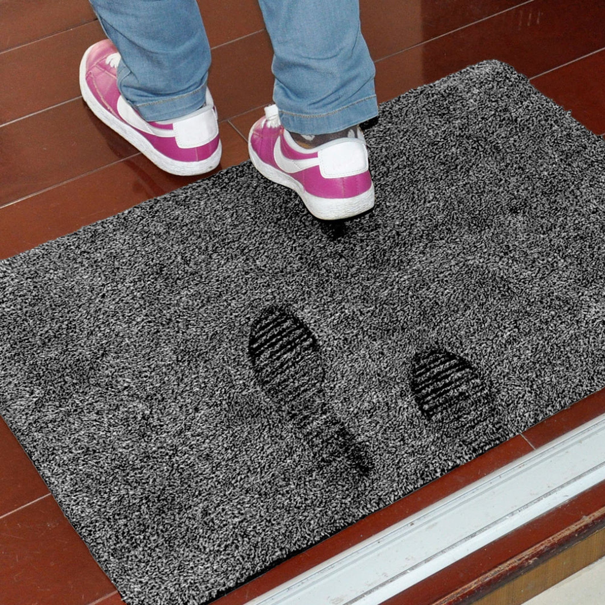 Floor Rugs: 2 x Super Absorbent Microfibre Doormat Non Slip Heavy Duty Dirt/Mud Rug Floor Carpet