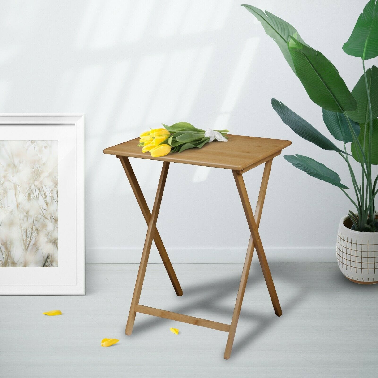 Laptop Stands: 2pc Bamboo Folding Laptop Tray & Snack Table