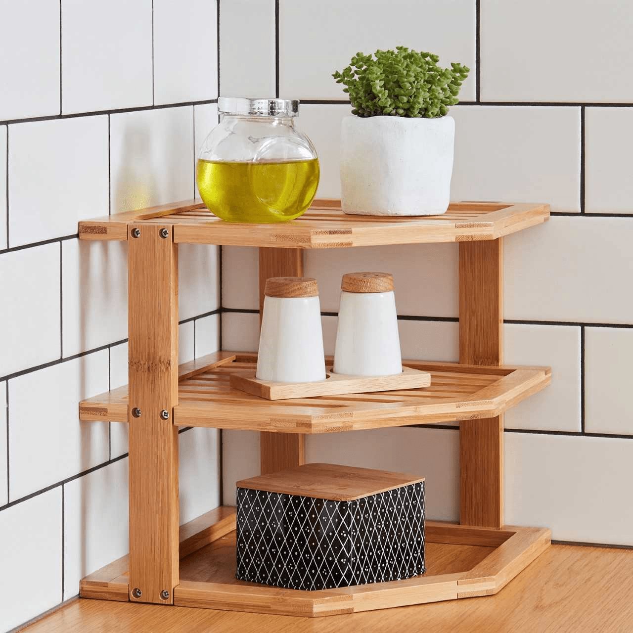 Kitchen & Bathroom DIY: 3 Tiers Bamboo Kitchen Rack Storage
