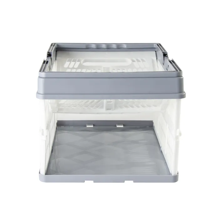 Kitchen & Bathroom DIY: Collapsible Plastic Grocery Shopping Baskets Storage Crates with Handles