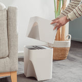 2 Pcs 12L+18L Stackable Plastic Kitchen Trash Bin Household Classification Storage Box