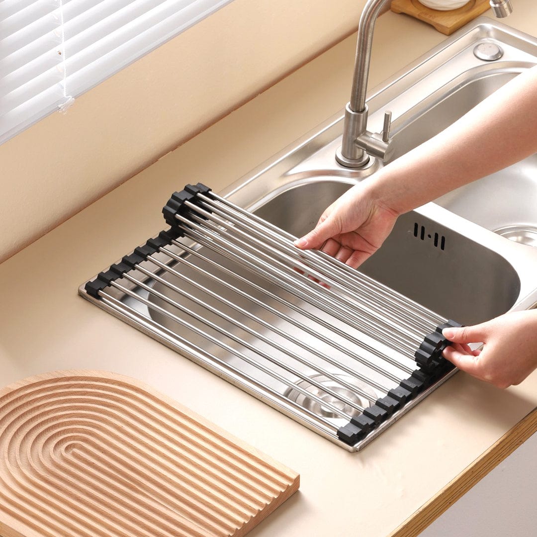 Kitchen & Bathroom DIY: Silver Over Sink Draining Rack with Anti-Slip Grips