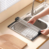 Kitchen & Bathroom DIY: Silver Over Sink Draining Rack with Anti-Slip Grips