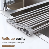 Kitchen & Bathroom DIY: Silver Over Sink Draining Rack with Anti-Slip Grips