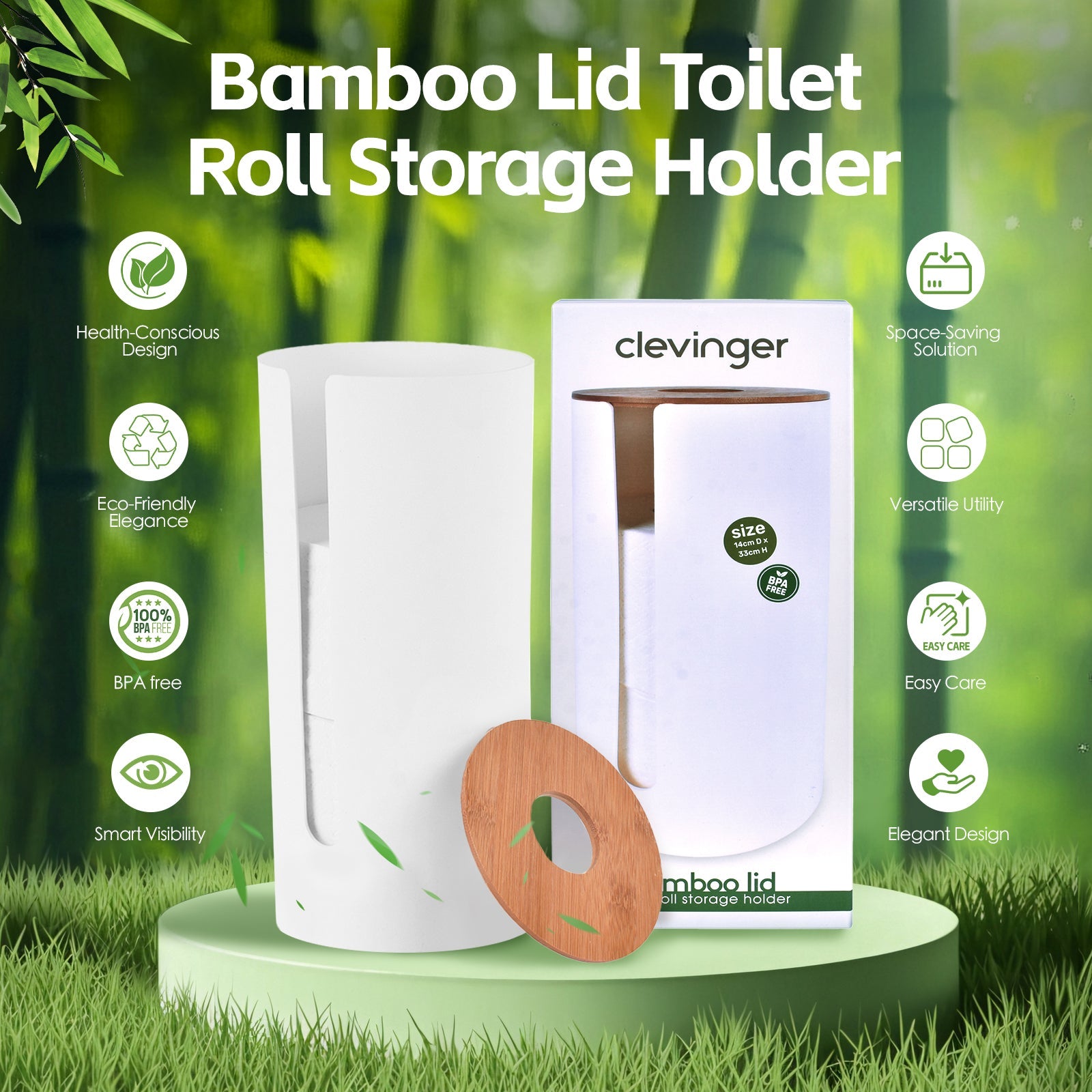 Toilet Paper Holders: Bamboo Lid Toilet Roll Storage Holder
