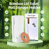 Toilet Paper Holders: Bamboo Lid Toilet Roll Storage Holder