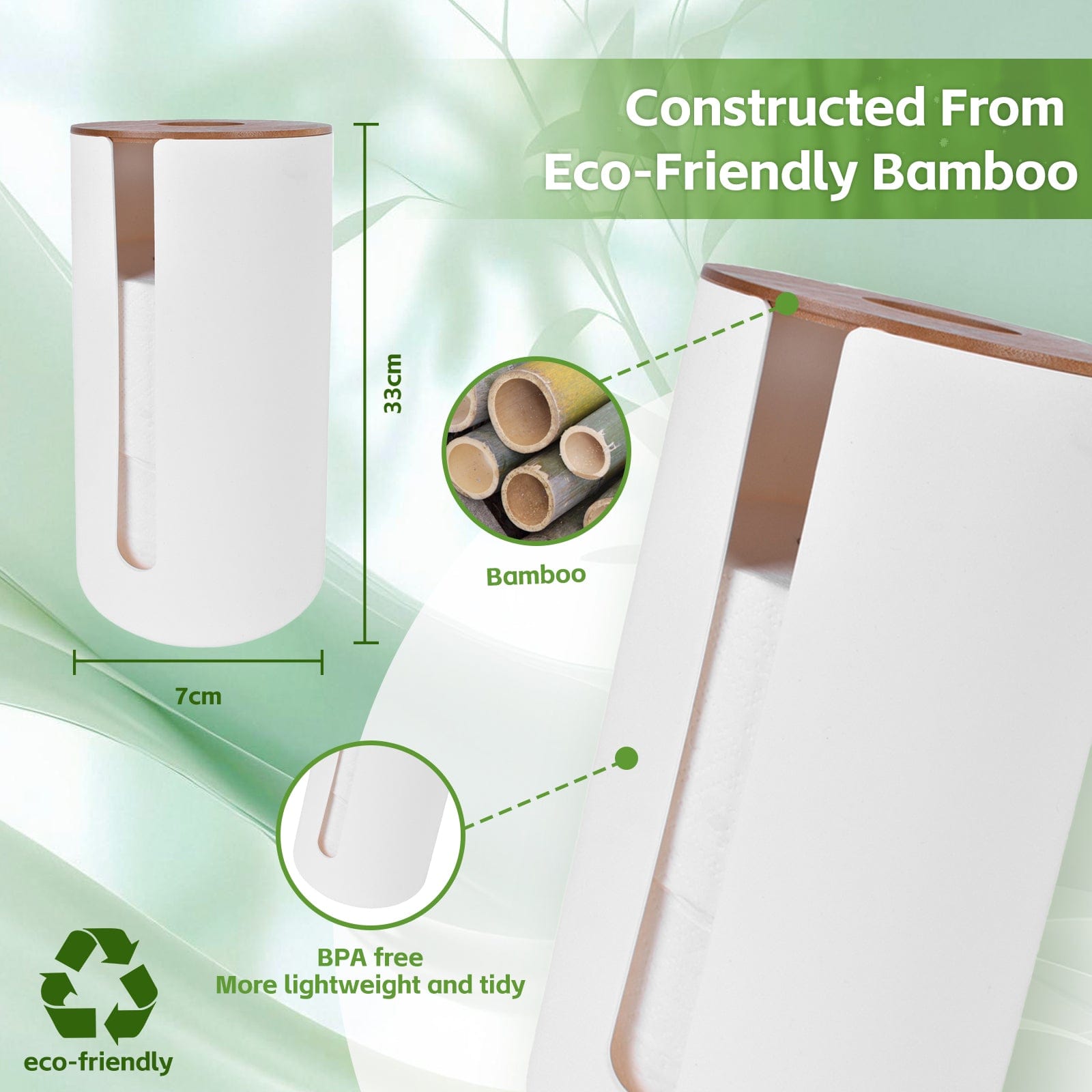 Toilet Paper Holders: Bamboo Lid Toilet Roll Storage Holder