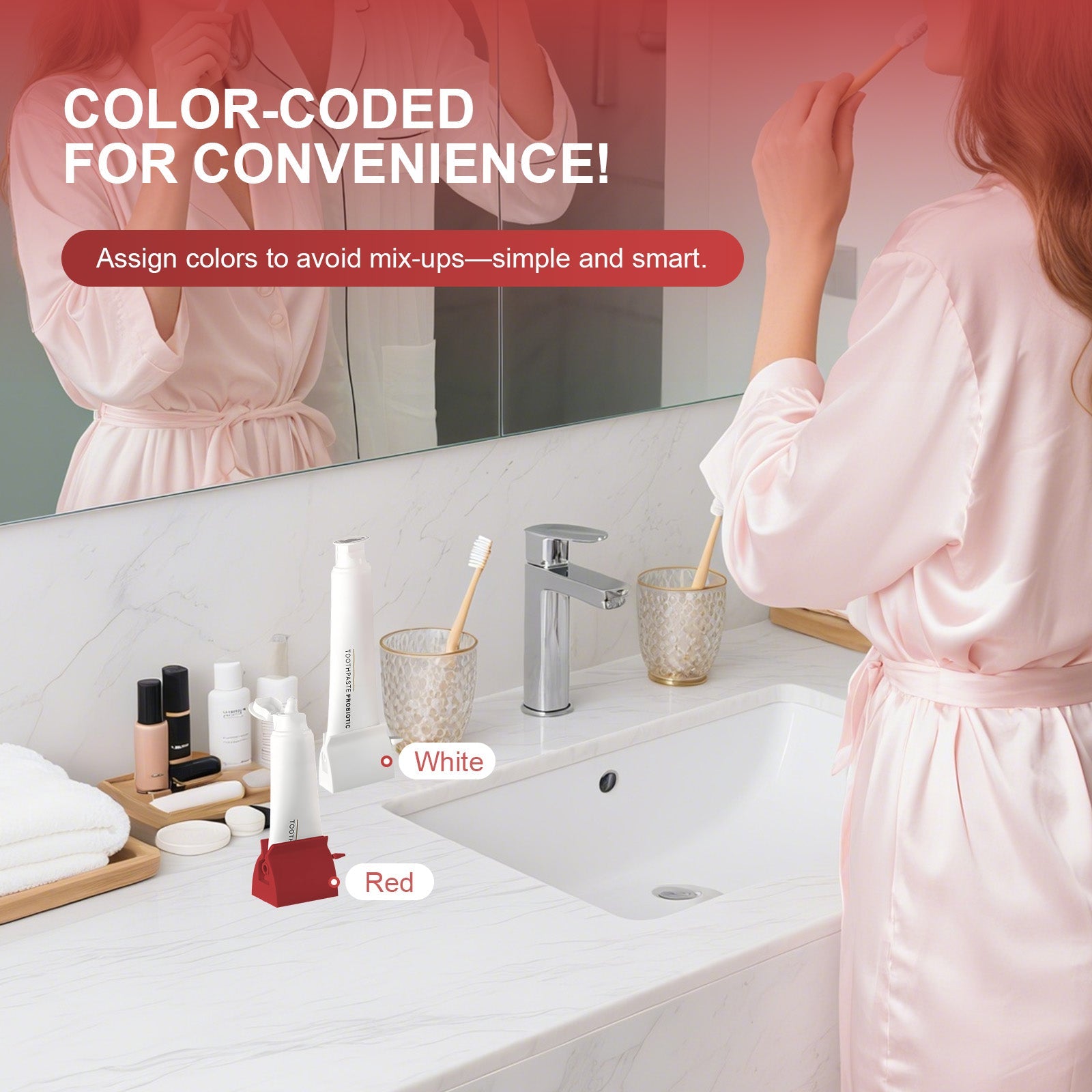 Toothbrush Holders: 2Pcs Toothpaste Rolling Dispensers Squeezer