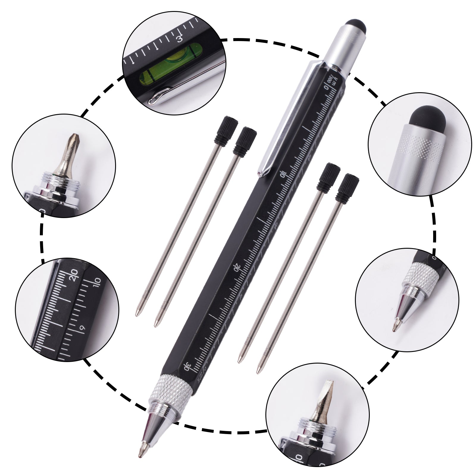 Pens & Pencils: 6 in 1 Multi Tool Trade Pen