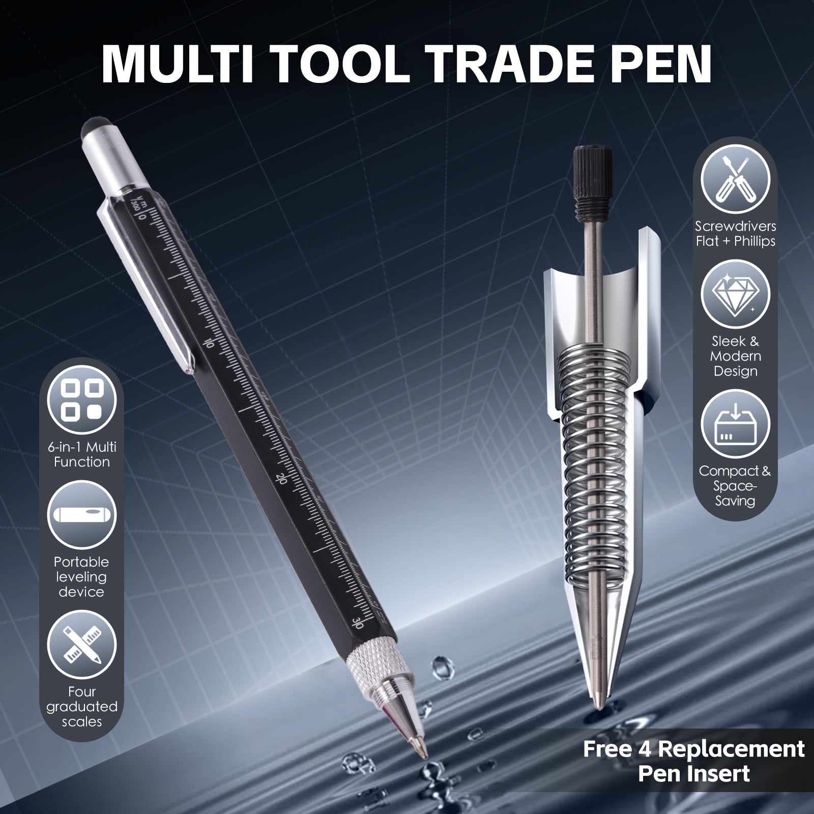 Pens & Pencils: 6 in 1 Multi Tool Trade Pen