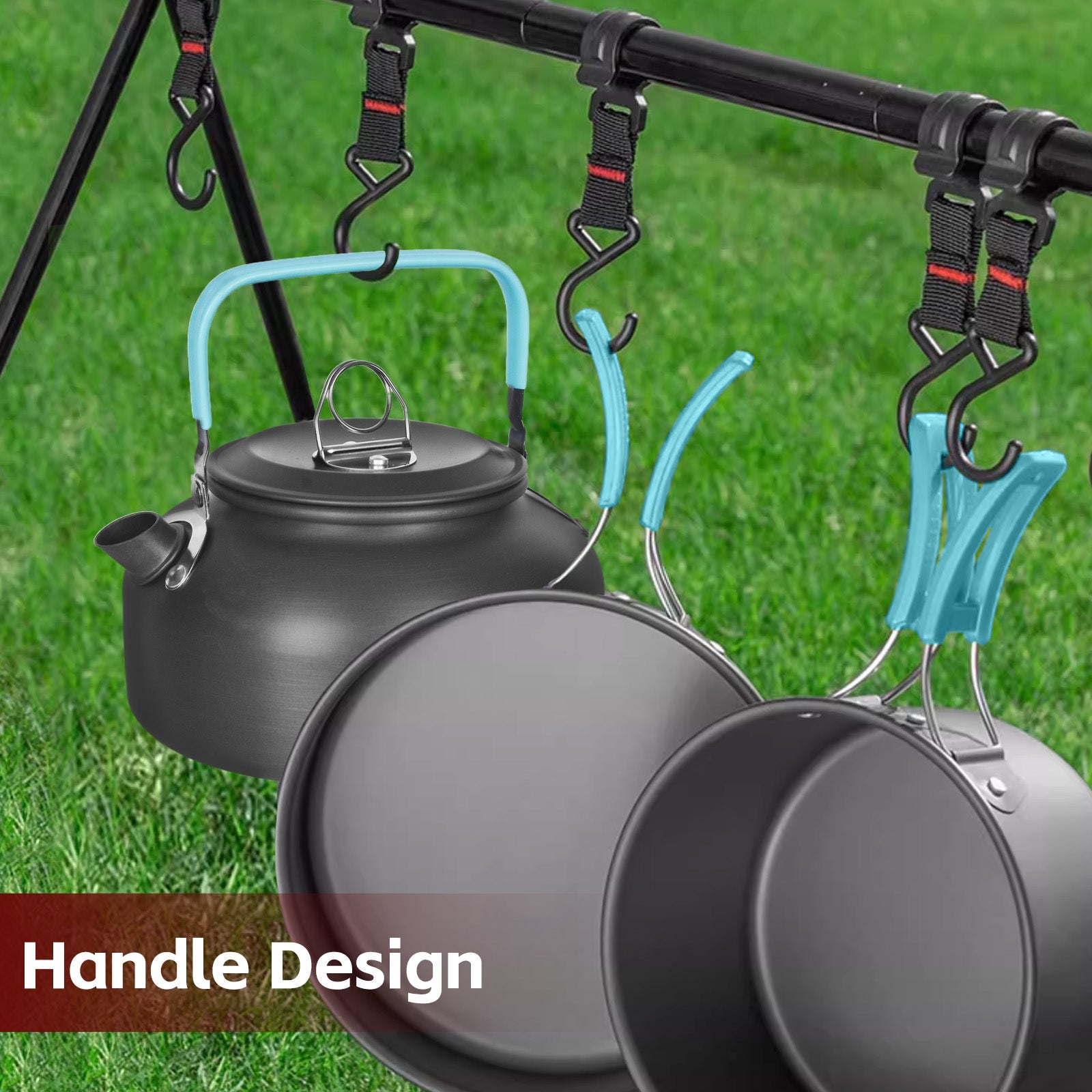 Camping Appliances: 3Pcs Camping Cooking Set  Lightweight Anodised Aluminium Outdoor Cookware Kit with Heat-Resistant Handles