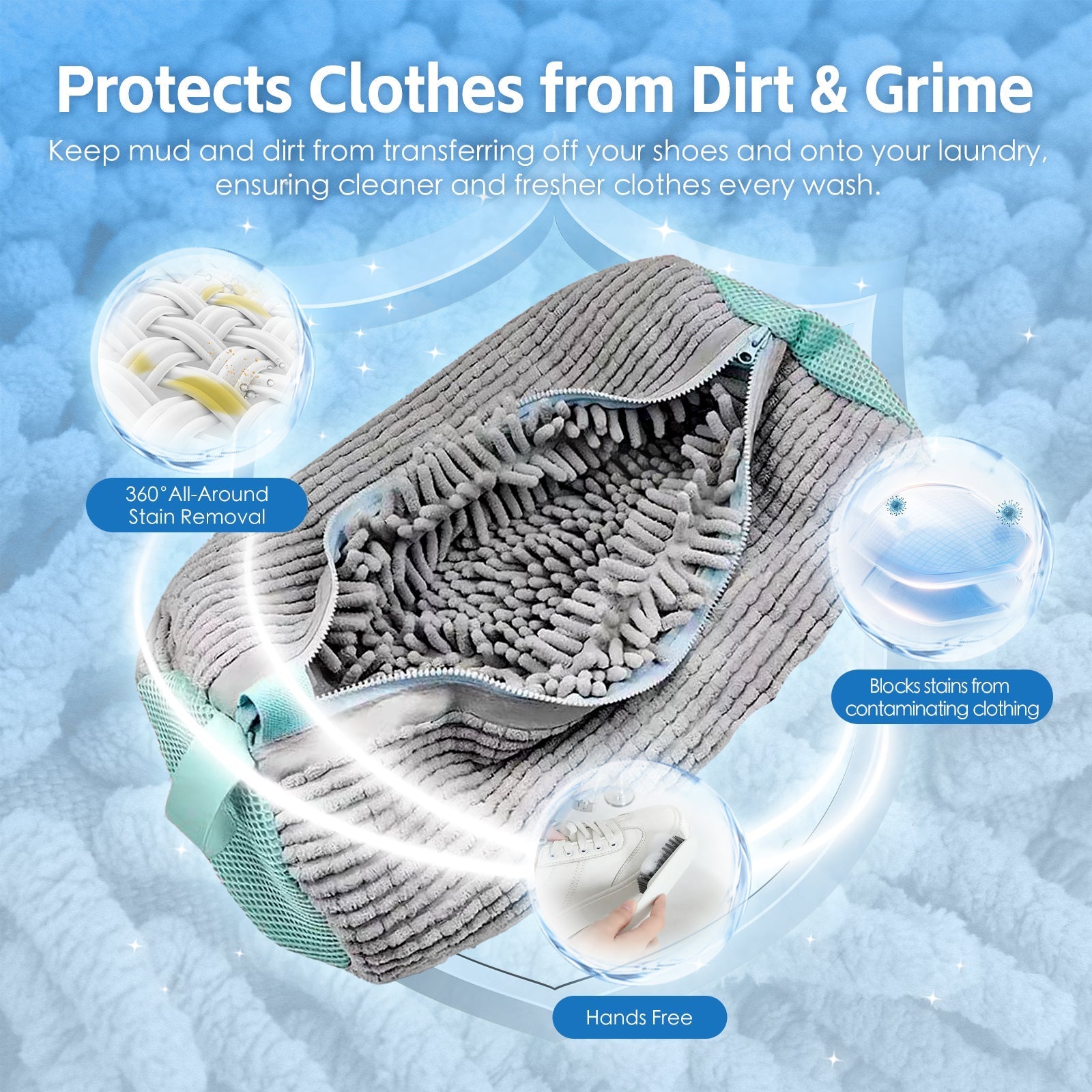 Laundry Cleaning Supplies: 2Pcs Portable Shoe Washing Bag