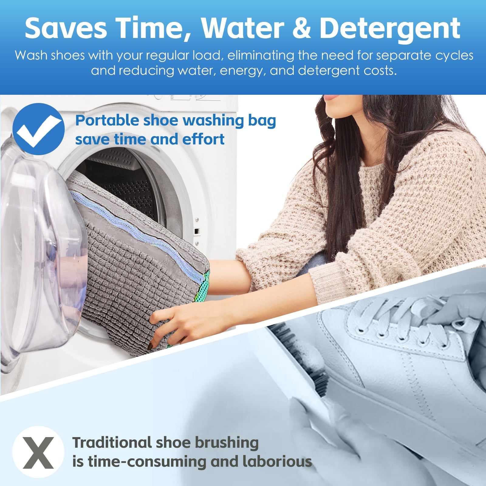 Laundry Cleaning Supplies: 2Pcs Portable Shoe Washing Bag