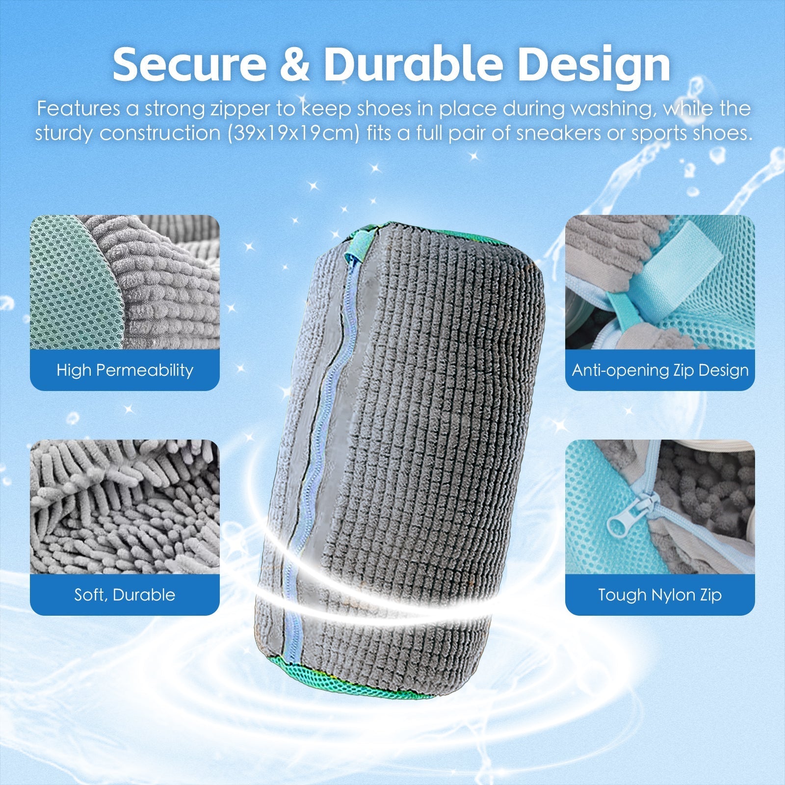 Laundry Cleaning Supplies: 2Pcs Portable Shoe Washing Bag