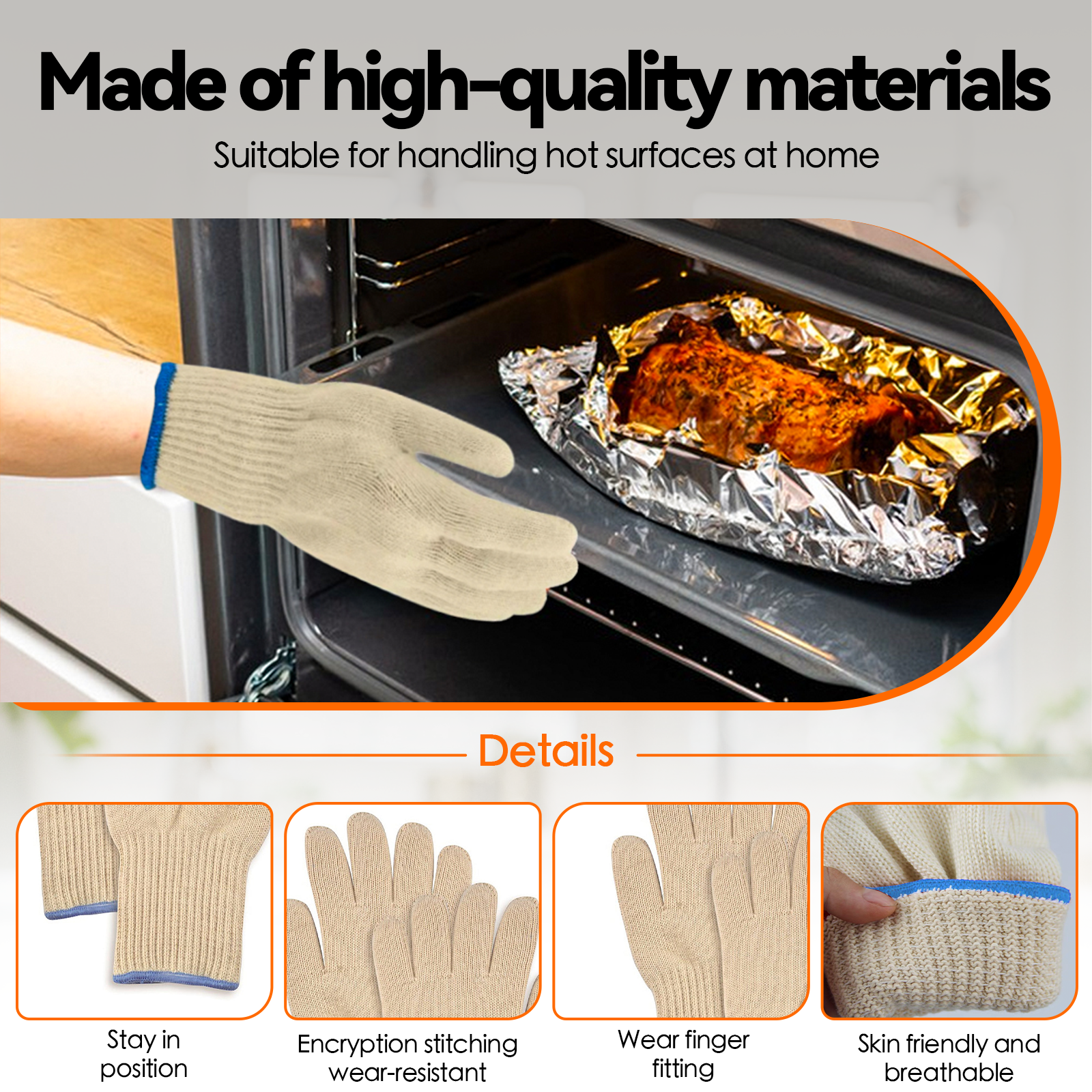 Bicycle Gloves: 1 Pair 5 Finger Oven Mitt BBQ Grill Gloves
