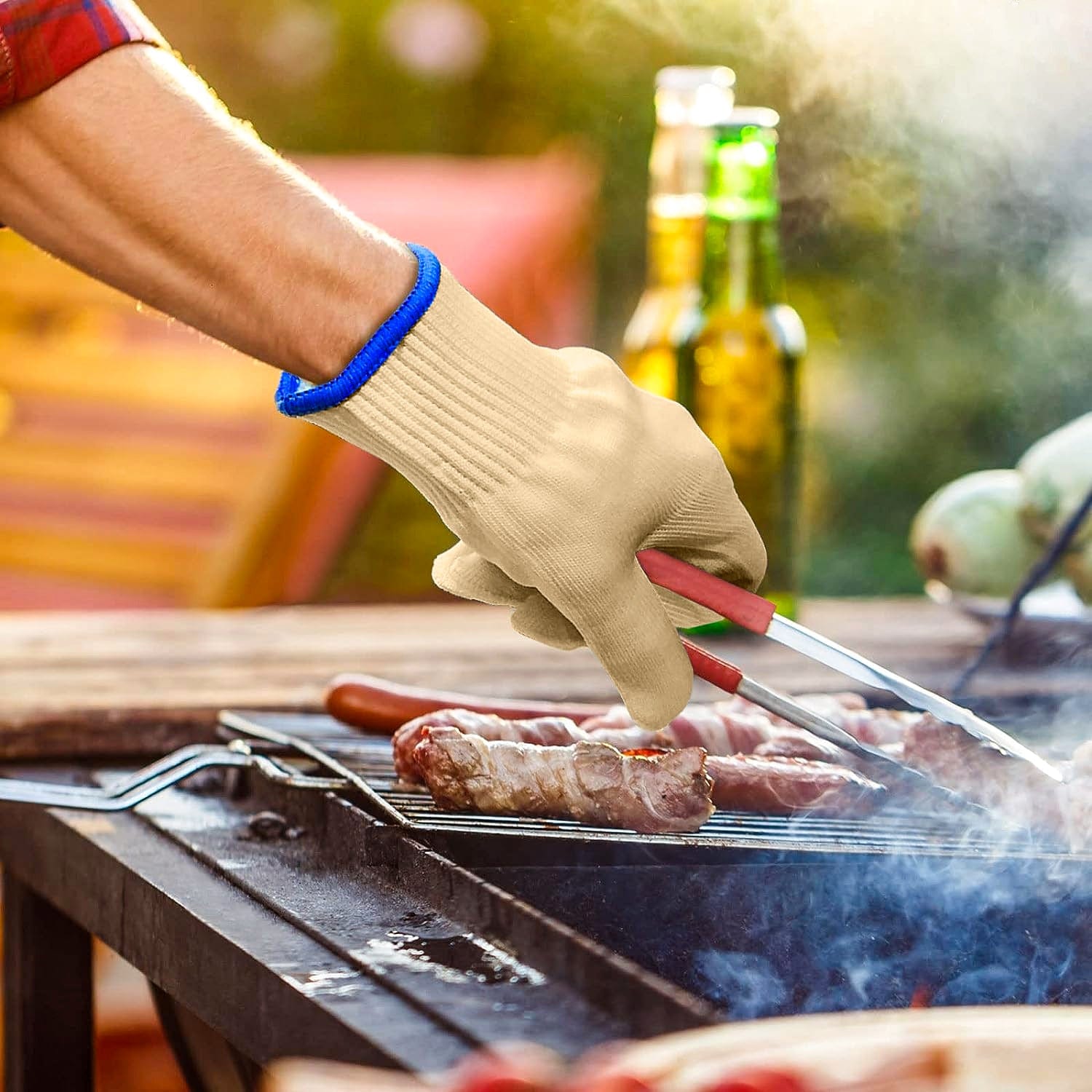 BBQ Tools: 2 Pair 5 Finger Oven Mitt BBQ Grill Gloves