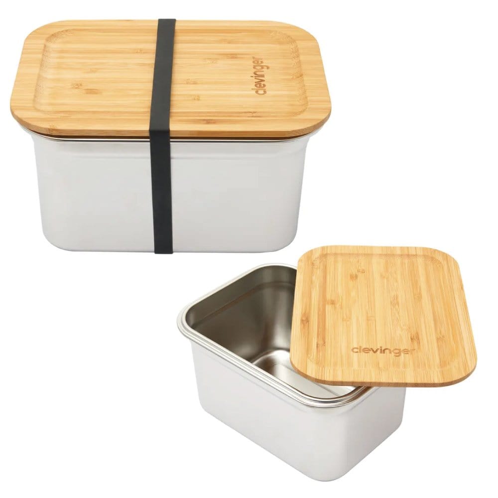 Food Storage: Clevinger Stainless Steel Bamboo Extra Large Lunch Box 2000ml